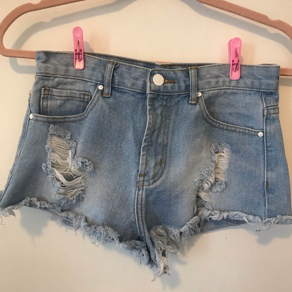 Light wash denim shorts